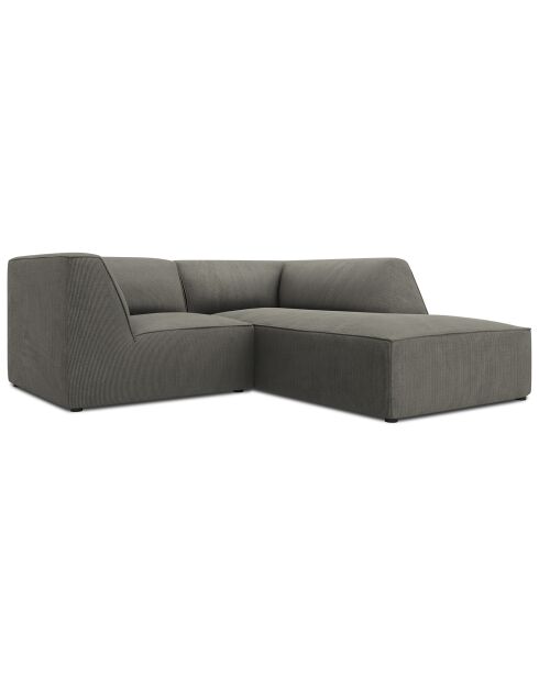 Canapé d'angle droit Velours Sao 3 Places gris clair - 186x180x69 cm