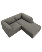 Canapé d'angle droit Velours Sao 3 Places gris clair - 186x180x69 cm