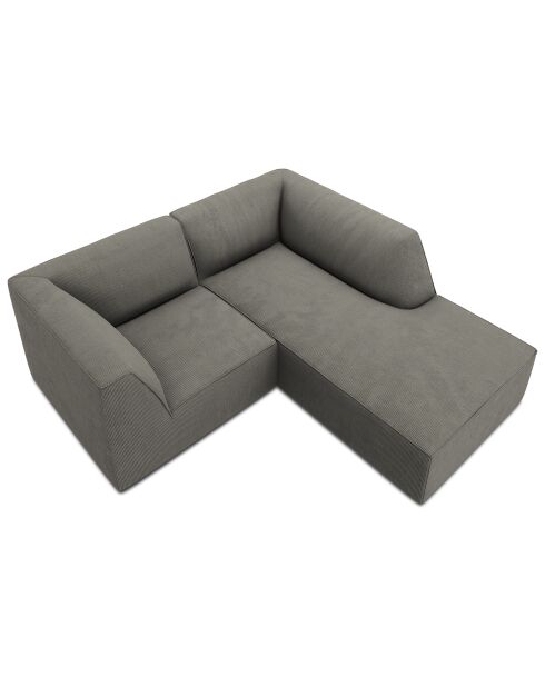 Canapé d'angle droit Velours Sao 3 Places gris clair - 186x180x69 cm