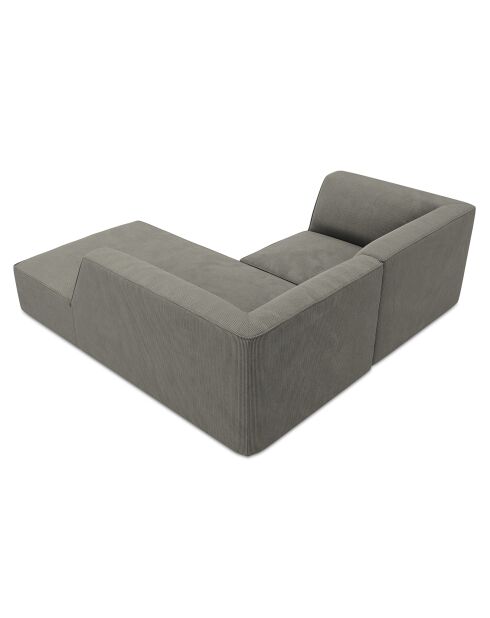 Canapé d'angle droit Velours Sao 3 Places gris clair - 186x180x69 cm