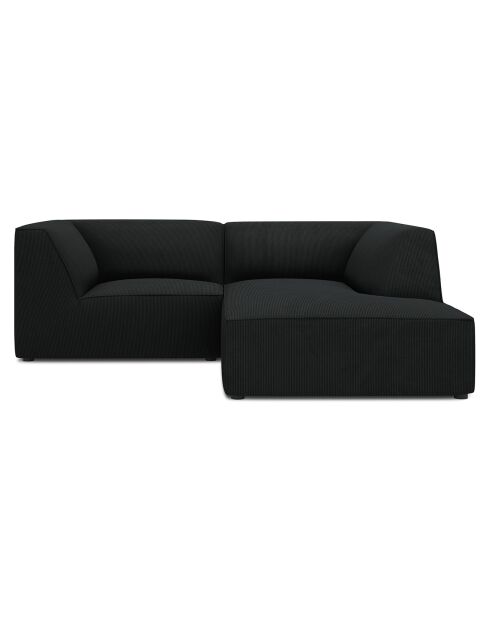 Canapé d'angle droit Velours Sao 3 Places noir - 186x180x69 cm