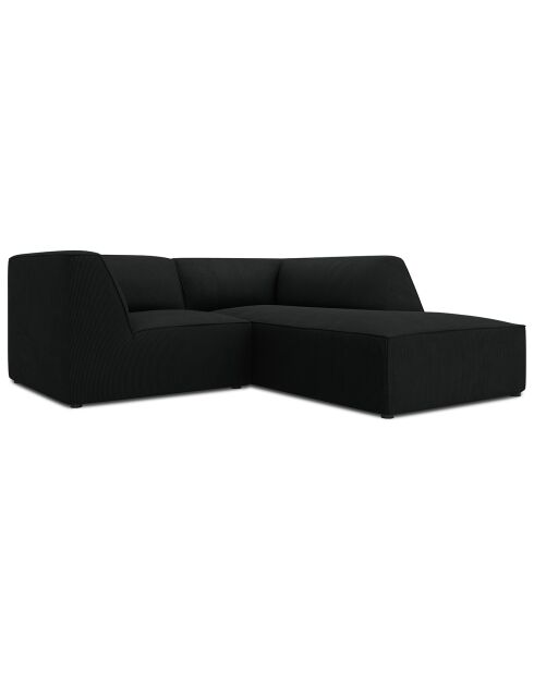 Canapé d'angle droit Velours Sao 3 Places noir - 186x180x69 cm
