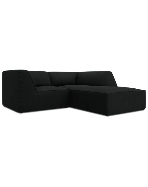Canapé d'angle droit Velours Sao 3 Places noir - 186x180x69 cm