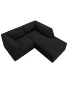 Canapé d'angle droit Velours Sao 3 Places noir - 186x180x69 cm
