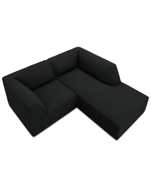 Canapé d'angle droit Velours Sao 3 Places noir - 186x180x69 cm
