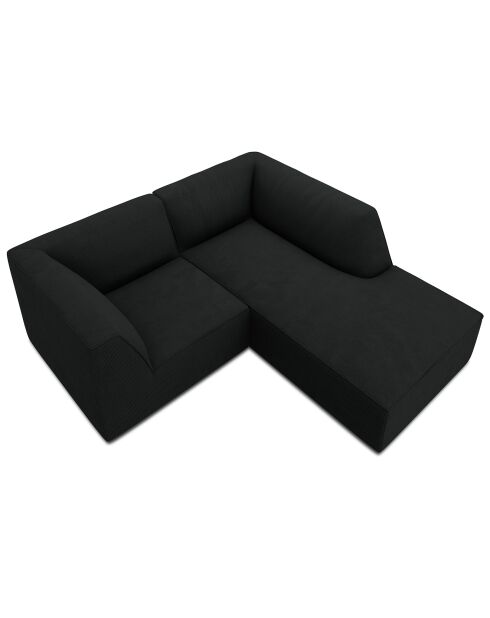 Canapé d'angle droit Velours Sao 3 Places noir - 186x180x69 cm