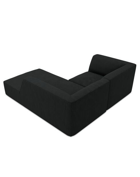 Canapé d'angle droit Velours Sao 3 Places noir - 186x180x69 cm