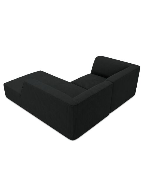 Canapé d'angle droit Velours Sao 3 Places noir - 186x180x69 cm
