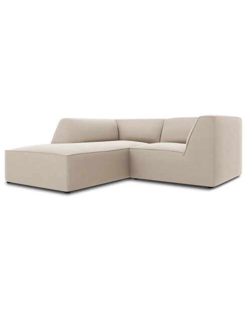 Canapé d'angle gauche Velours Sao 3 Places beige - 186x180x69 cm