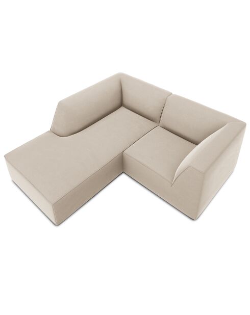 Canapé d'angle gauche Velours Sao 3 Places beige - 186x180x69 cm