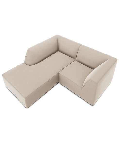 Canapé d'angle gauche Velours Sao 3 Places beige - 186x180x69 cm