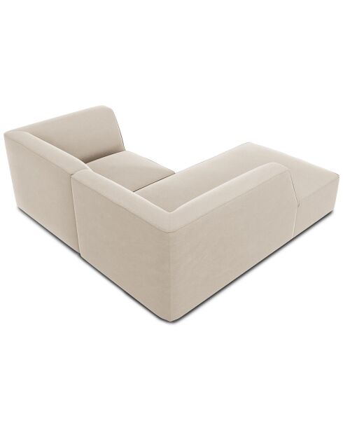 Canapé d'angle gauche Velours Sao 3 Places beige - 186x180x69 cm