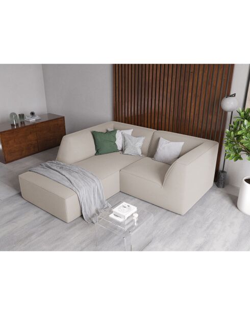 Canapé d'angle gauche Velours Sao 3 Places beige - 186x180x69 cm