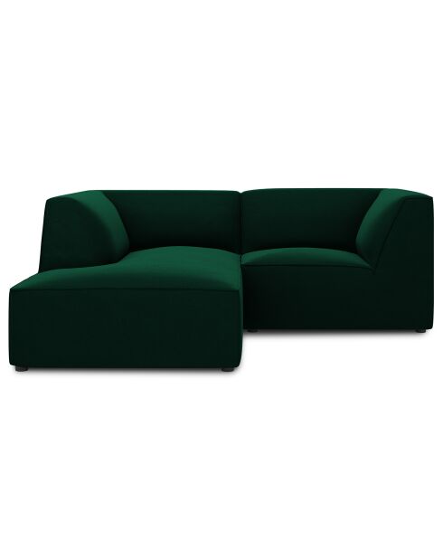 Canapé d'angle gauche Velours Sao 3 Places vert bouteille - 186x180x69 cm