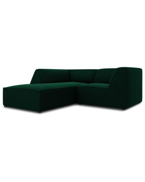 Canapé d'angle gauche Velours Sao 3 Places vert bouteille - 186x180x69 cm