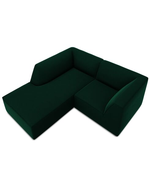 Canapé d'angle gauche Velours Sao 3 Places vert bouteille - 186x180x69 cm