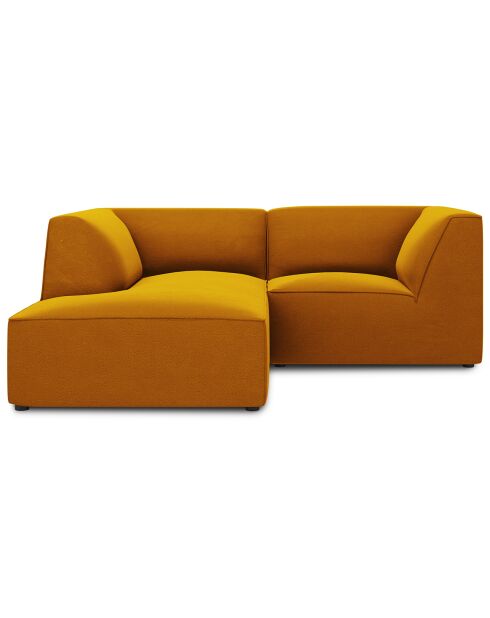 Canapé d'angle gauche Velours Sao 3 Places jaune - 186x180x69 cm