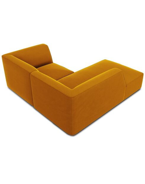Canapé d'angle gauche Velours Sao 3 Places jaune - 186x180x69 cm