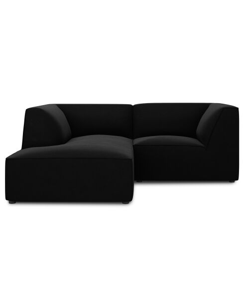 Velours Sao 3-Sitzer-Ecksofa, links, 186 x 180 x 69 cm, Schwarz