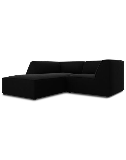 Velours Sao 3-Sitzer-Ecksofa, links, 186 x 180 x 69 cm, Schwarz