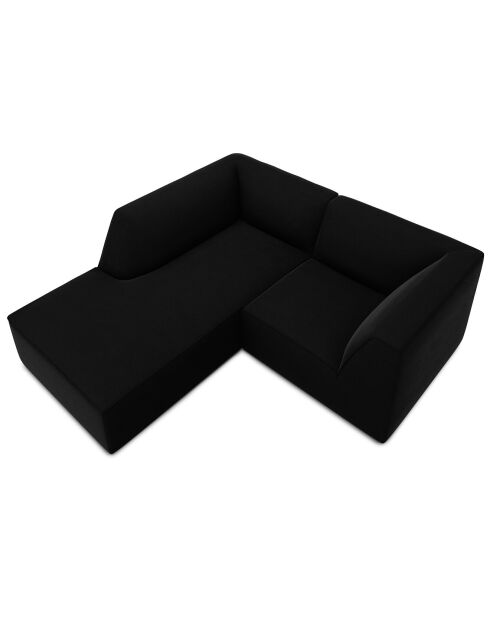 Velours Sao 3-Sitzer-Ecksofa, links, 186 x 180 x 69 cm, Schwarz