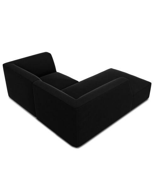 Velours Sao 3-Sitzer-Ecksofa, links, 186 x 180 x 69 cm, Schwarz