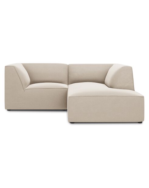 Canapé d'angle droit Velours Sao 3 Places beige - 186x180x69 cm