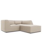 Canapé d'angle droit Velours Sao 3 Places beige - 186x180x69 cm