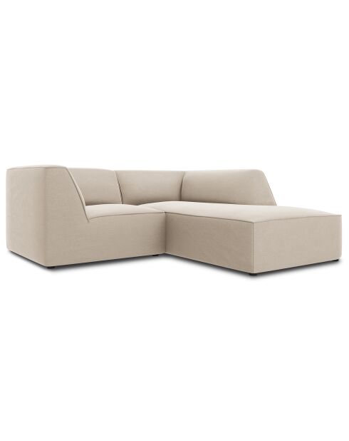 Canapé d'angle droit Velours Sao 3 Places beige - 186x180x69 cm