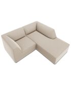 Canapé d'angle droit Velours Sao 3 Places beige - 186x180x69 cm