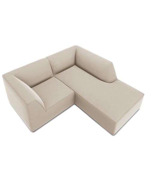 Canapé d'angle droit Velours Sao 3 Places beige - 186x180x69 cm