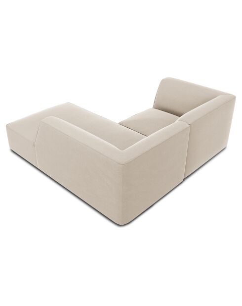 Canapé d'angle droit Velours Sao 3 Places beige - 186x180x69 cm