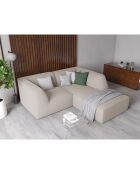 Canapé d'angle droit Velours Sao 3 Places beige - 186x180x69 cm