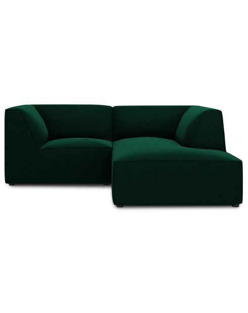 Canapé d'angle droit Velours Sao 3 Places vert bouteille - 186x180x69 cm