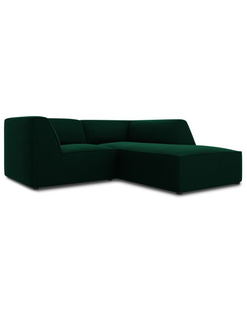 Canapé d'angle droit Velours Sao 3 Places vert bouteille - 186x180x69 cm