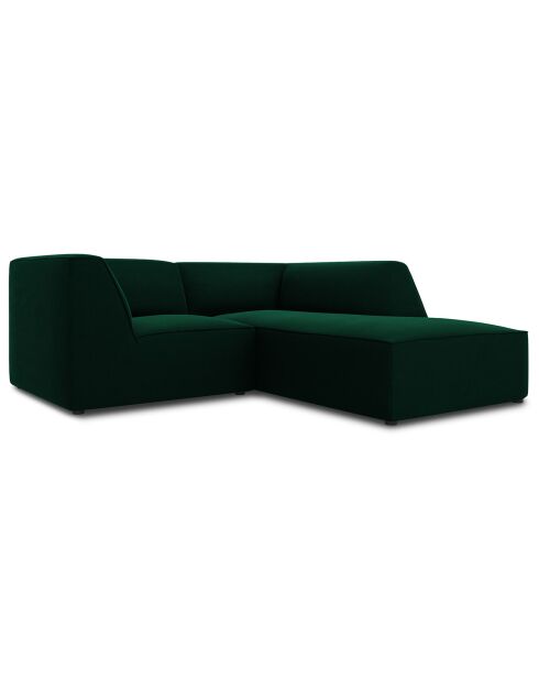 Canapé d'angle droit Velours Sao 3 Places vert bouteille - 186x180x69 cm