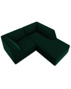 Canapé d'angle droit Velours Sao 3 Places vert bouteille - 186x180x69 cm