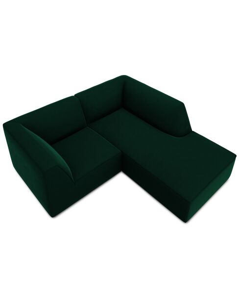 Canapé d'angle droit Velours Sao 3 Places vert bouteille - 186x180x69 cm