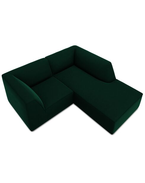 Canapé d'angle droit Velours Sao 3 Places vert bouteille - 186x180x69 cm