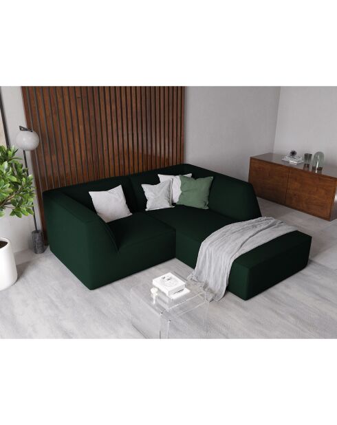 Canapé d'angle droit Velours Sao 3 Places vert bouteille - 186x180x69 cm