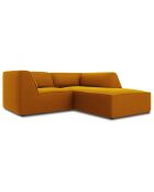 Canapé d'angle droit Velours Sao 3 Places jaune - 186x180x69 cm