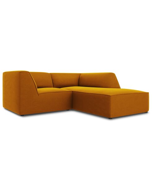 Canapé d'angle droit Velours Sao 3 Places jaune - 186x180x69 cm