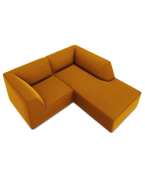 Canapé d'angle droit Velours Sao 3 Places jaune - 186x180x69 cm