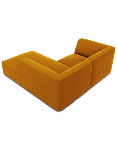 Canapé d'angle droit Velours Sao 3 Places jaune - 186x180x69 cm