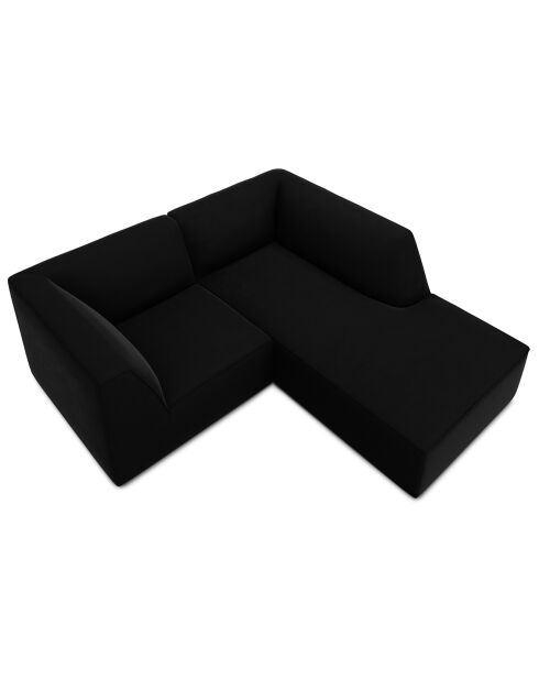 Canapé d'angle droit Velours Sao 3 Places noir - 186x180x69 cm
