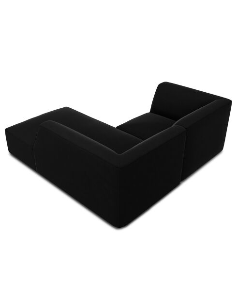 Canapé d'angle droit Velours Sao 3 Places noir - 186x180x69 cm