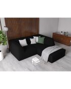Canapé d'angle droit Velours Sao 3 Places noir - 186x180x69 cm
