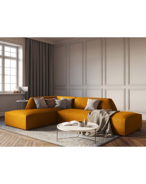 Canapé d'angle gauche Velours Sao 4 Places jaune - 273x180x69 cm