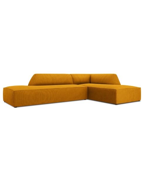 Canapé d'angle droit Velours côtelé Sao 4 Places jaune - 273x180x69 cm