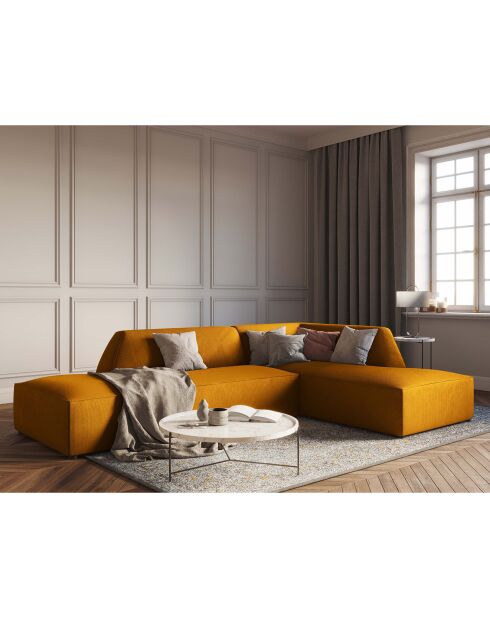Canapé d'angle droit Velours côtelé Sao 4 Places jaune - 273x180x69 cm